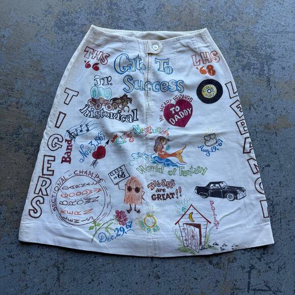 Vintage 1968 Hand Drawn Senior Cord Skirt Lebanon, IN - Picture 1 of 9